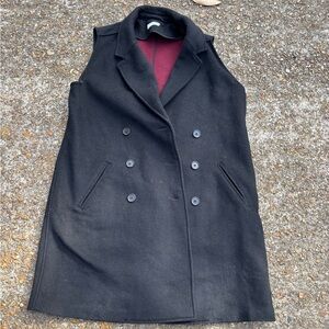 UNTUCKit Vest Women L Black Vera Double Breasted Wool Blend Longline Blazer